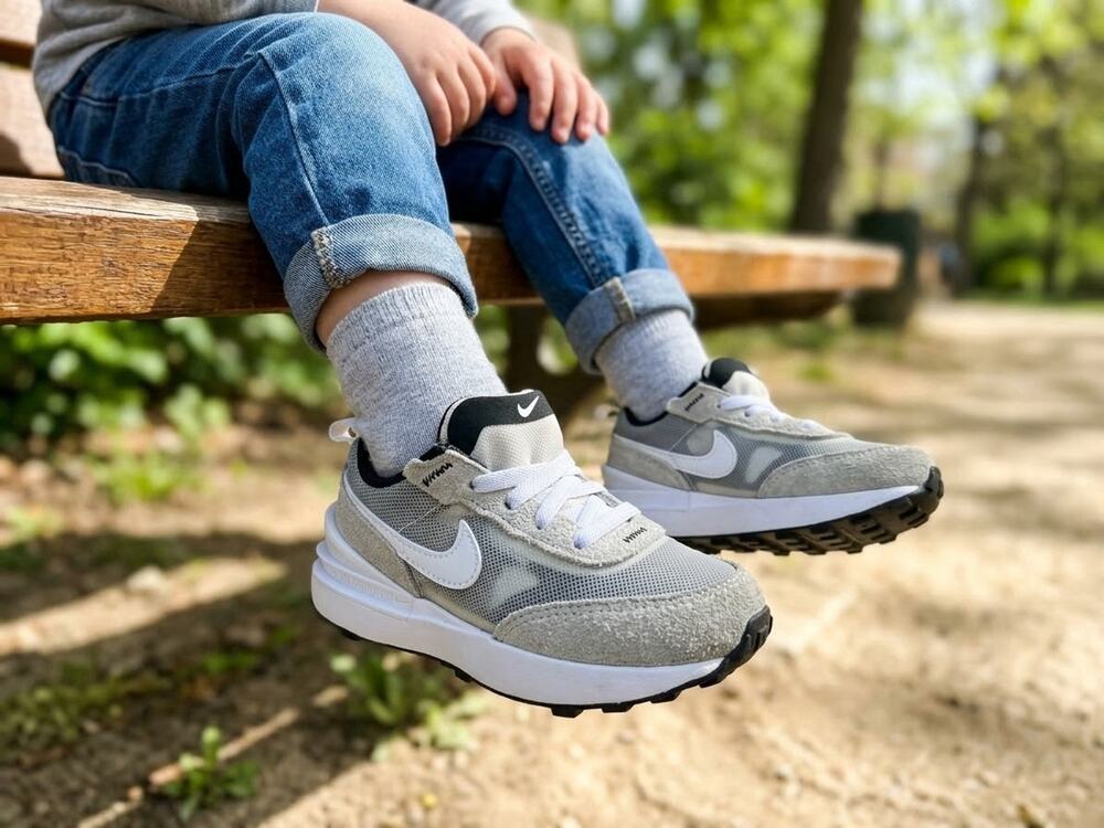 Baby Nike Waffle One Infant Toddler Shoes Size 9C Grey Mesh Suede BVRTN